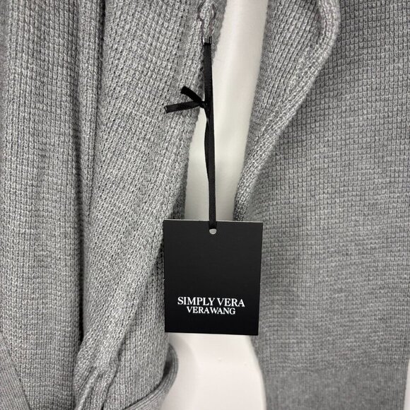 SIMPLY VERA VERA WANG NEW Cardigan Women XXL Waffle Knit Gray Belted Long - Picture 4 of 7